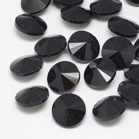 Rhinestone Jet point back, glas 12mm