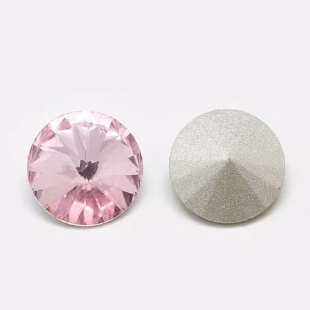 Rhinestone Light rose point back, glas 12mm