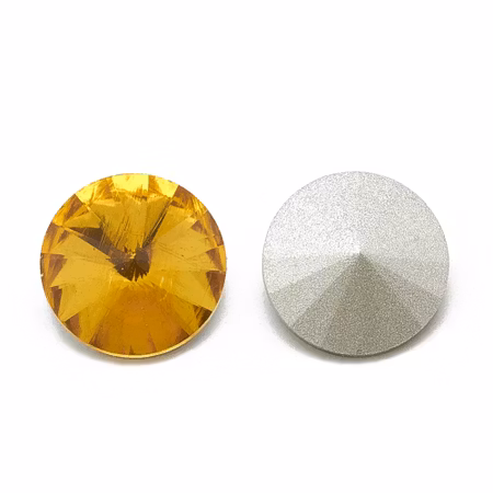 Rhinestone Topaz point back, glas 12mm