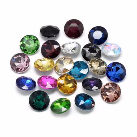 Rhinestone Mix color point back, glas 12mm