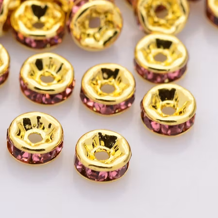 Strassrondeller Rose/gold 8mm