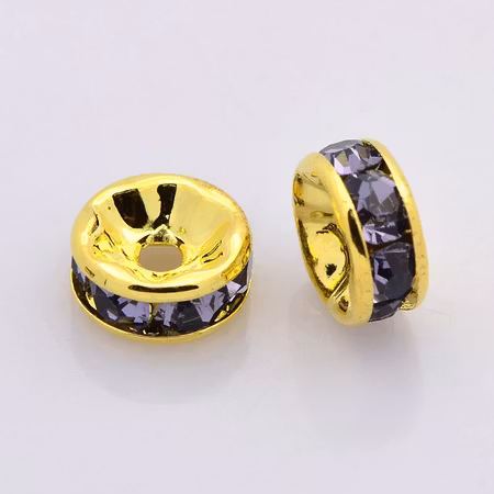 Strassrondeller Tanzanite/gold 8mm