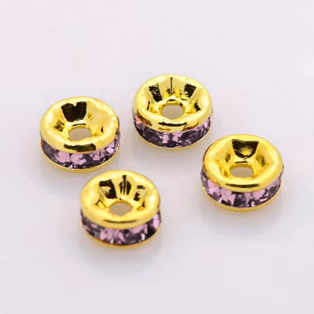 Strassrondeller Light Amethyst/gold 8mm