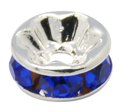 Strassrondeller Sapphire/silver 8mm, 200st
