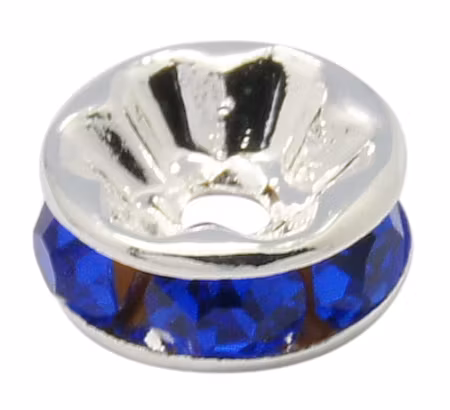 Strassrondeller Sapphire/silver 8mm, 200st