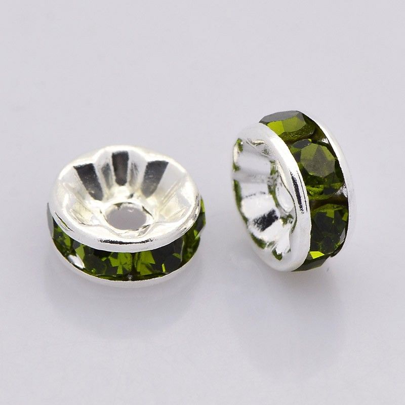 Strassrondeller Olivine/silver 8mm, 200st