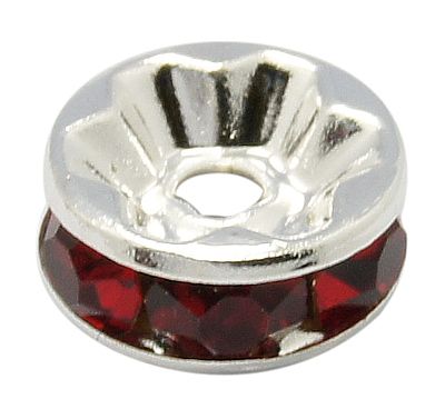 Strassrondeller Siam/silver 8mm, 200st