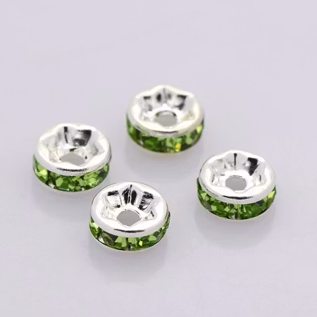 Strassrondeller Peridot/silver 8mm, 200st