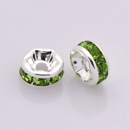Strassrondeller Peridot/silver 8mm, 200st