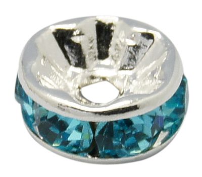 Strassrondeller Aquamarine/silver 8mm, 200st