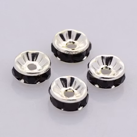 Strassrondeller Jet/silver 8mm, 200st