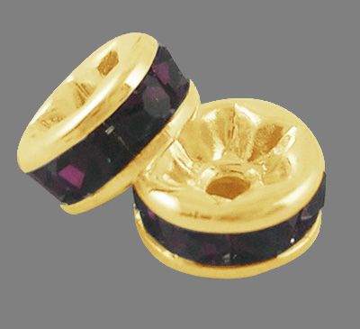 Strassrondeller Amethyst/gold 8mm
