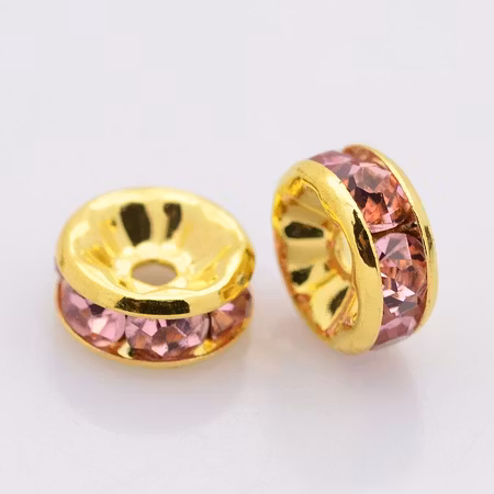 Strassrondeller Light Rose/gold 8mm