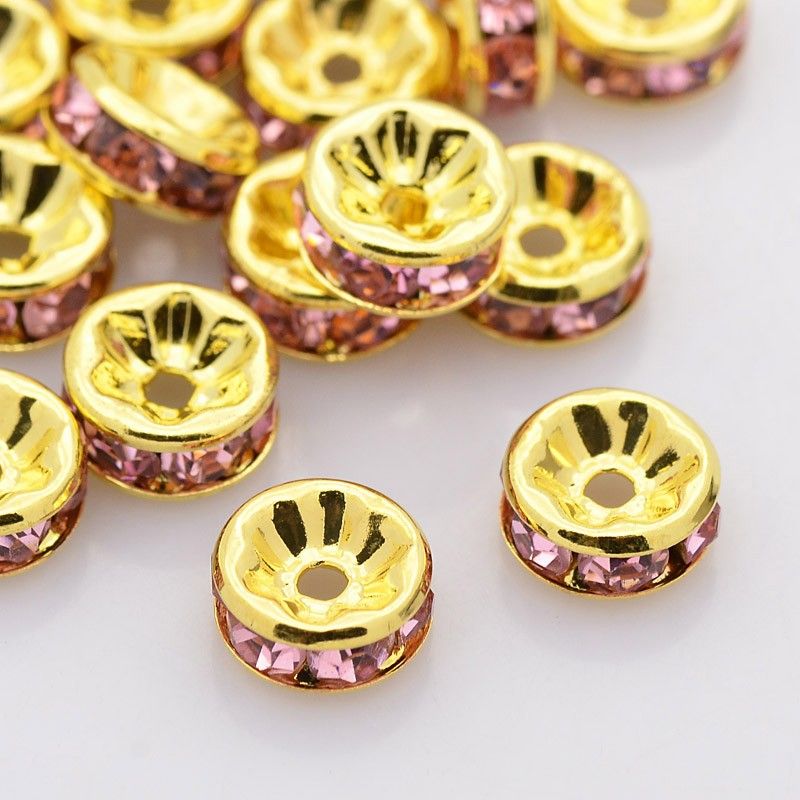 Strassrondeller Light Rose/gold 8mm