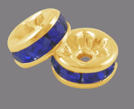 Strassrondeller Sapphire/gold 8mm