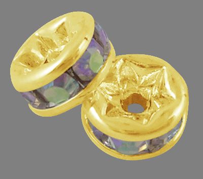 Strassrondeller Crystal AB/gold 8mm