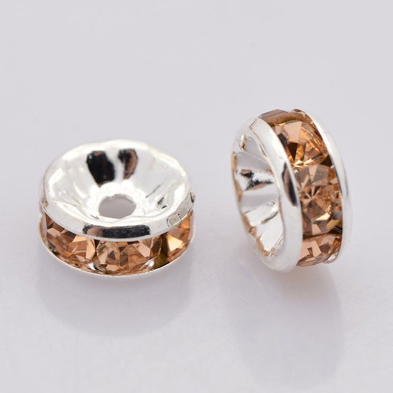 Strassrondeller Ligth peach/silver 8mm