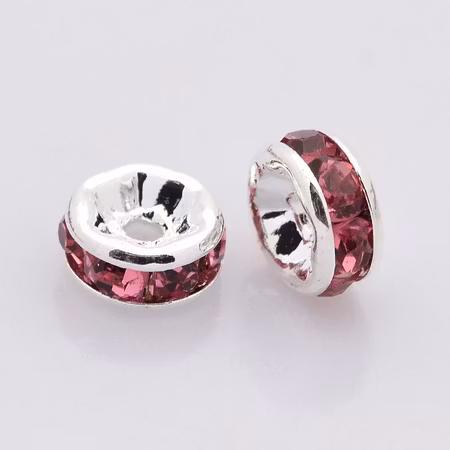 Strassrondeller Rose/silver 8mm