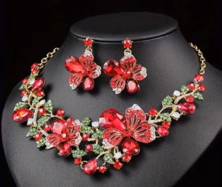 Halsband + örhänge (flera färger)