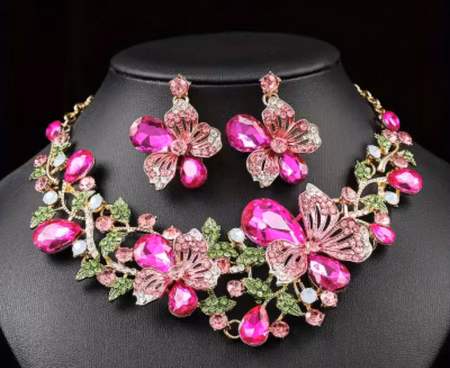 Halsband + örhänge (flera färger)
