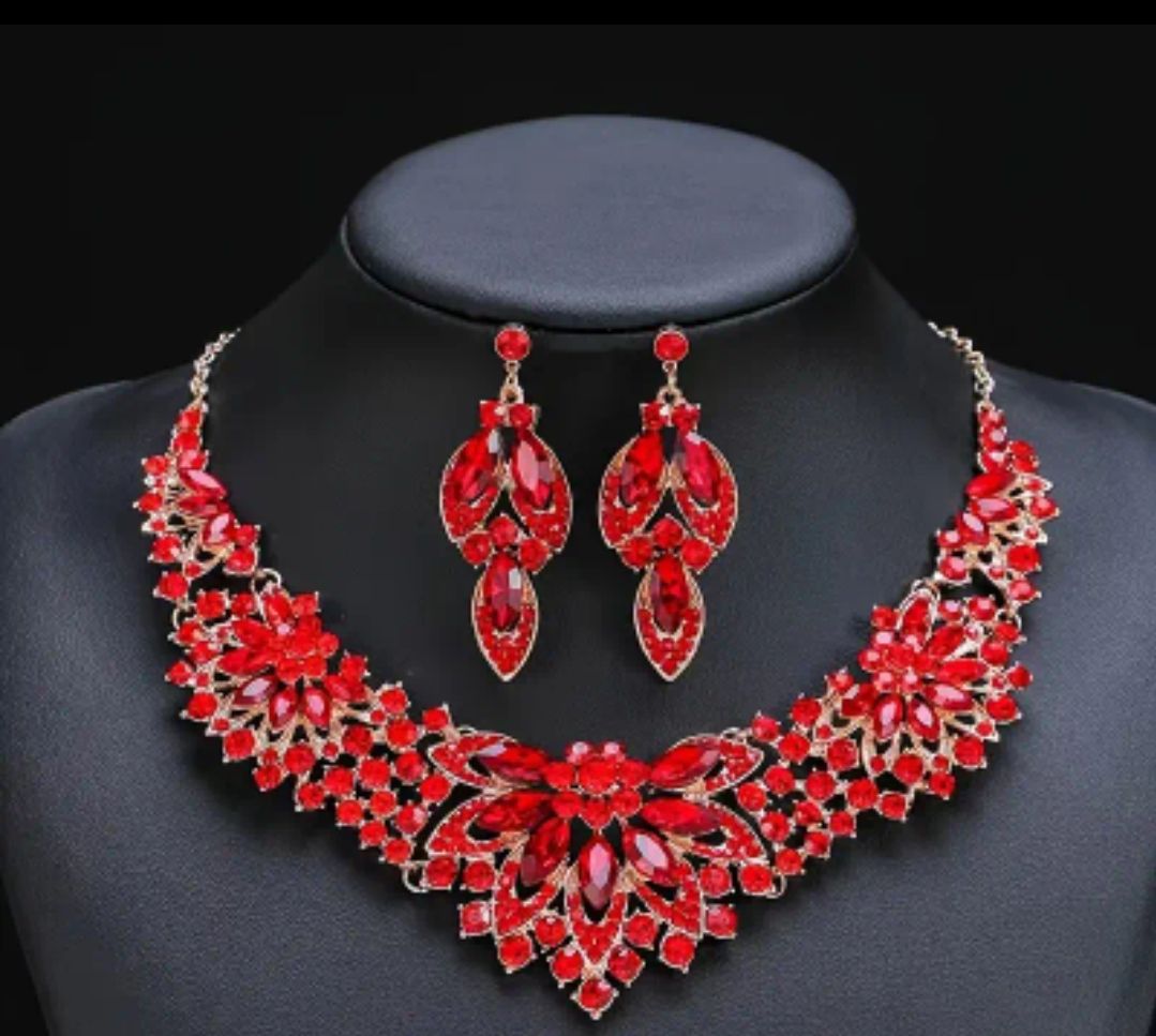 Halsband + örhänge (flera färger)