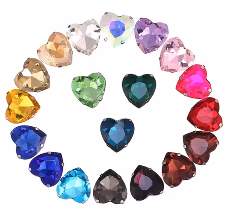 Sew on kristallhjärta mixed glas, 20st, 10mm