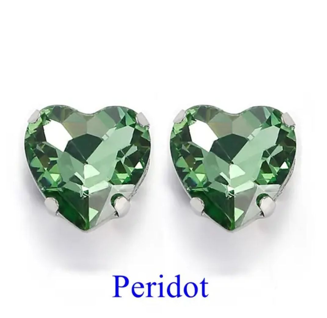 Sew on kristallhjärta Peridot glas, 20st, 10mm