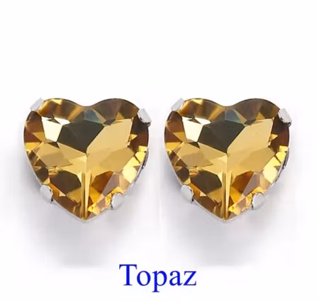 Sew on kristallhjärta Topaz glas, 20st, 10mm
