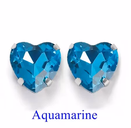 Sew on kristallhjärta Aquamarine glas, 20st, 10mm