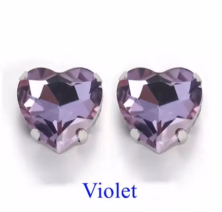 Sew on kristallhjärta Violet glas, 20st, 10mm