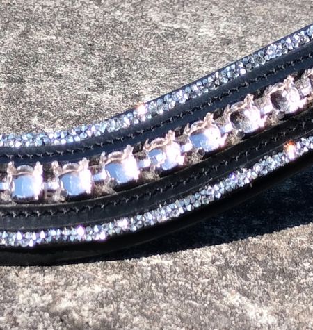 NI extra u-svängt pannband med glitter, 8 mm sew on länk och tryckknappar minishettis -xfull