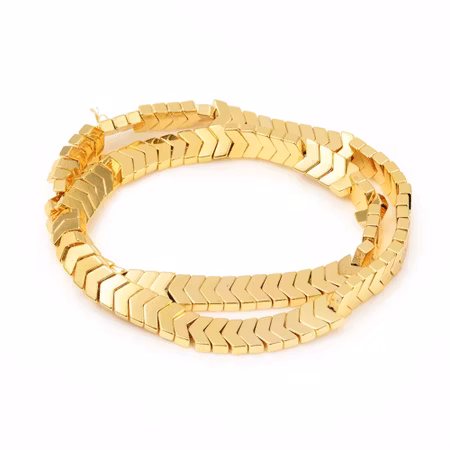 Syntetiska hematite pil guld färgade på sträng 8mm