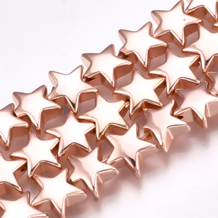 Syntetiska hematite stjärnor rosegold på sträng 8mm