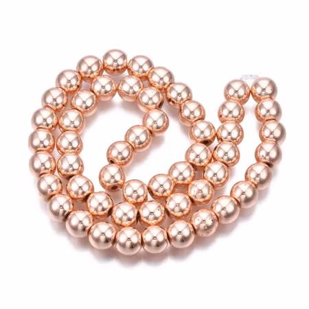 Syntetiska hematite runda rosegold på sträng 8mm