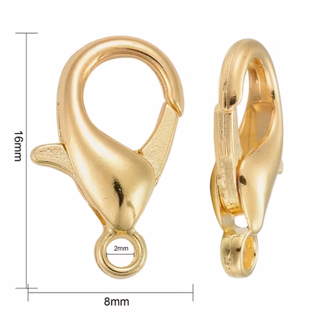 Karbinhake "guld" 16x8mm