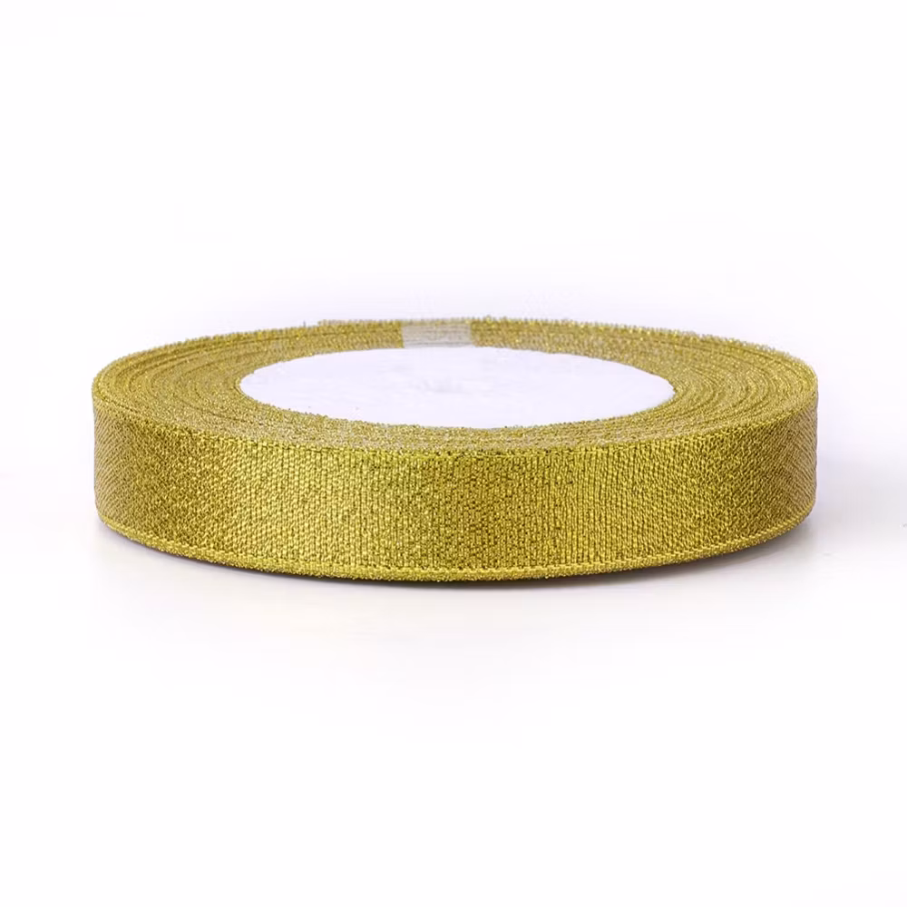 Organzaband glitter guld 16mm, 25 yard