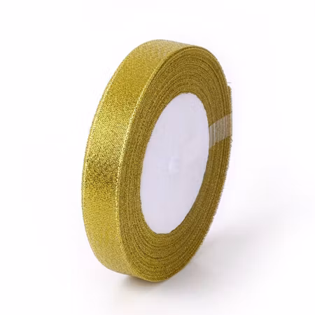 Organzaband glitter guld 16mm, 25 yard