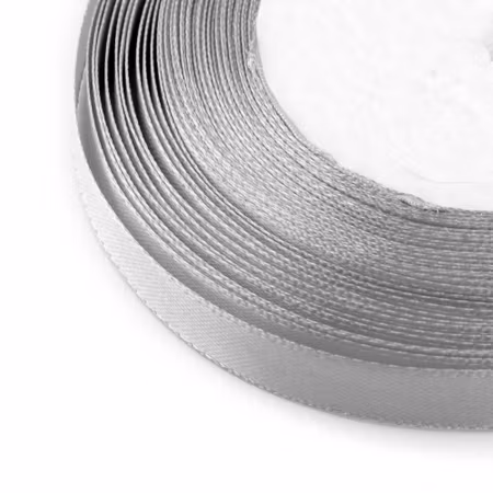 Grått satinband 16mm, 25 yard