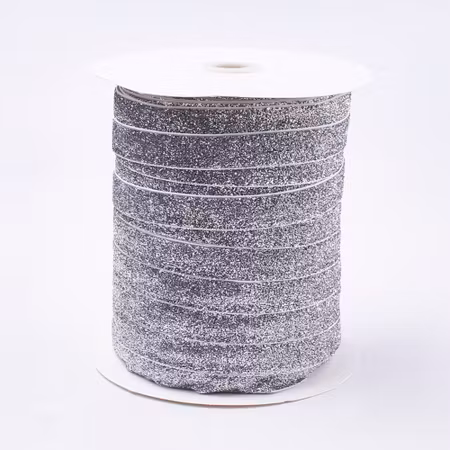 Silverfärgat glitter band 16mm, 100 yards