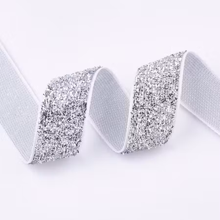 Silverfärgat glitter band 16mm, 100 yards