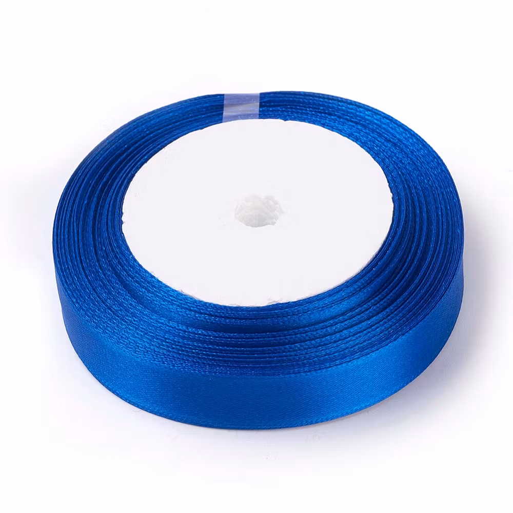 Blått satinband16mm, 25 yard