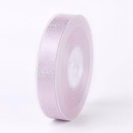 Metallic Silver Color, Lilac satinband 16mm, 100 yard