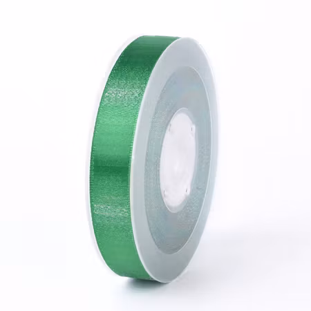 Metallic Silver Color, green satinband 16mm, 100 yard