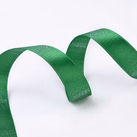 Metallic Silver Color, green satinband 16mm, 100 yard