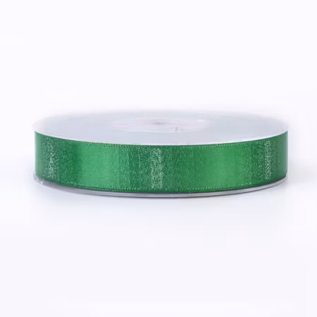 Metallic Silver Color, green satinband 16mm, 100 yard