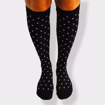 Stödstrumpa svart med detaljer