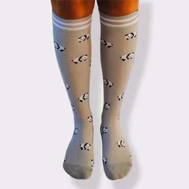 Stödstrumpa panda grå