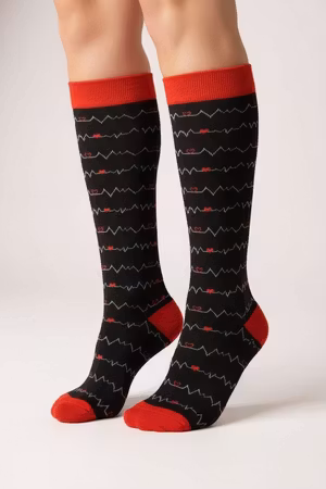 Svart hjärtfrekvens stödstrumpa