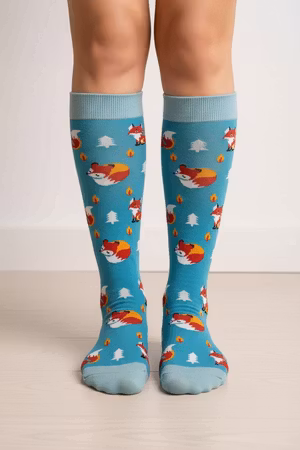 Räv blå stödstrumpa