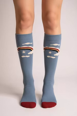 Ljusblå Regnbåge stödstrumpa